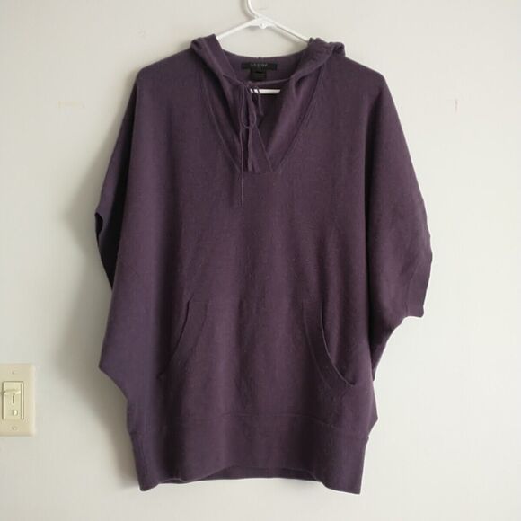 Scoop NYC Sweater Women M Purple Cashmere Hooded Short Sleev Lagenlook Oversized - Picture 1 of 11